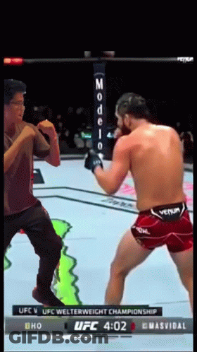 Ufc Welterweight Championship Is Being Shown On A Television Screen GIF