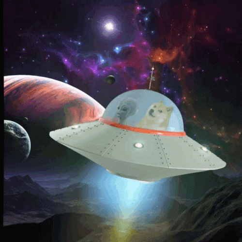 Ufo Alien Abducting Dogecoin GIF
