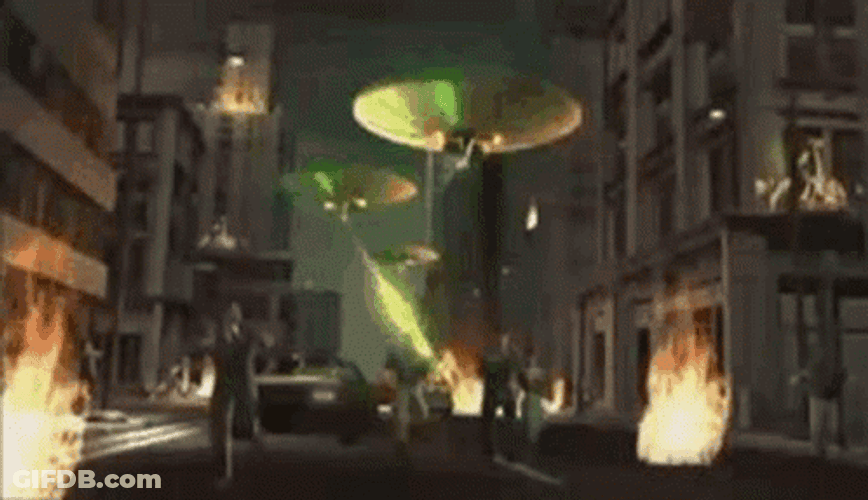 Ufo Chaotic Alien Invasion Animation GIF