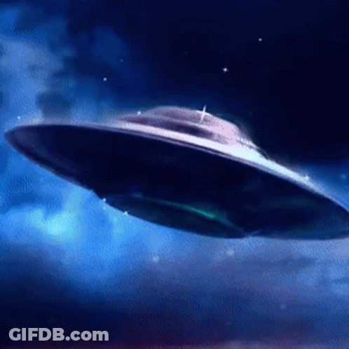 UFO Flying In Cloudy Sky GIF