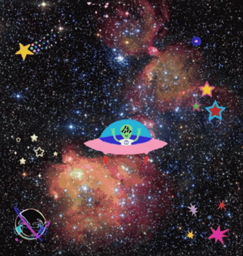 Ufo Flying Starry Galaxy GIF