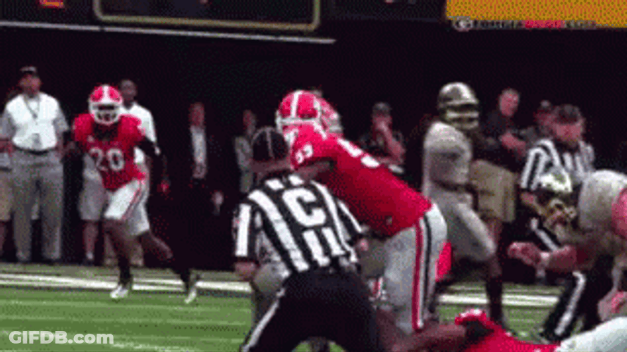 Uga Bulldogs Football Player Tackling Opponent GIF