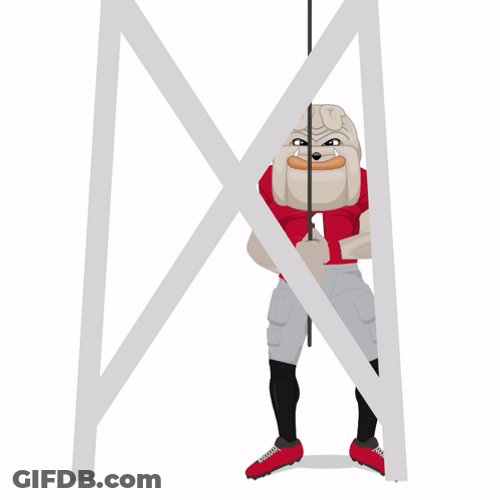 Uga Mascot Hairy Dawg Ringing Bell Animated GIF