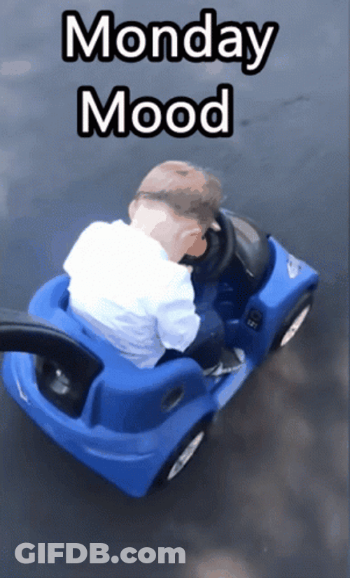 Ugh Monday Mood By Baby Driving Car Toy GIF