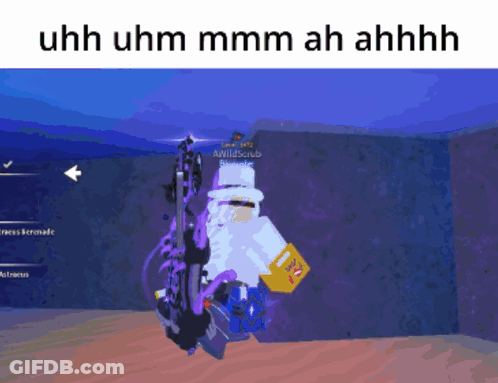 Uhh Uhm Mmmm Ah Ahhhh Is Written Above A Person In A Video Game GIF