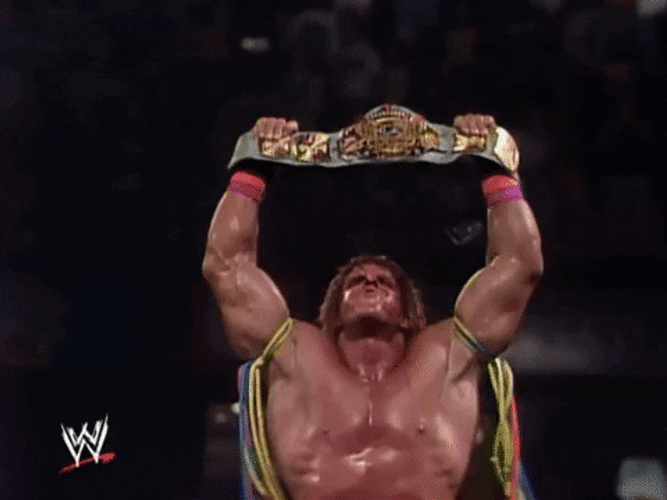 Ultimate Warrior Lifting Title Belt GIF