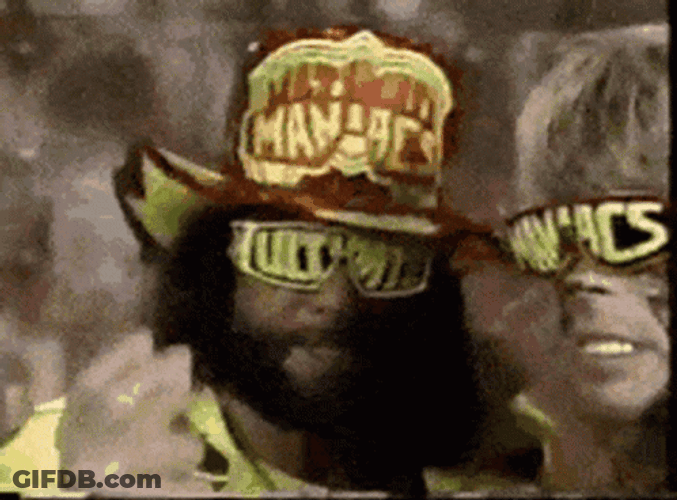 Ultimate Warrior With Macho Man GIF