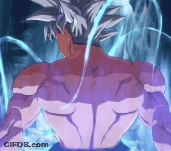 Ultra Instinct Goku Back Powerful Pose GIF