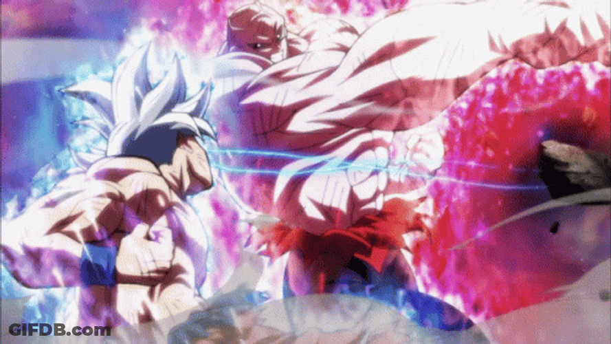 Ultra Instinct Goku Figting Jiren GIF