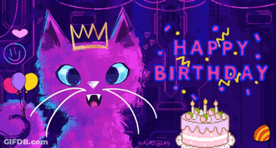 Ultraviolet Happy Birthday Cat Smiling GIF