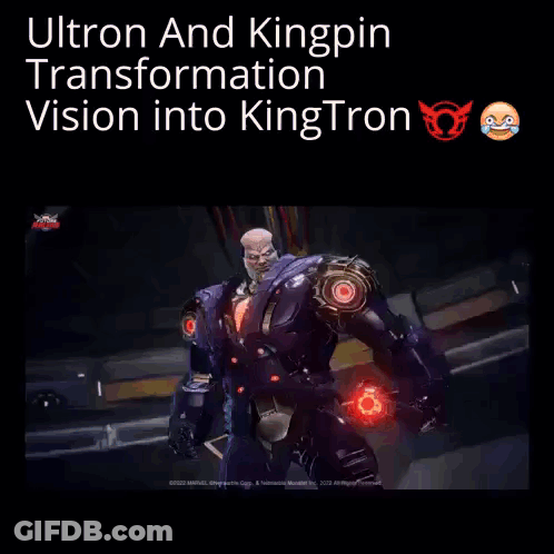 Ultron And Kingpin Transforming Vision Into King Tron GIF