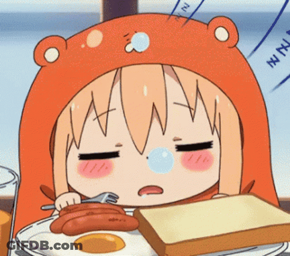Umaru Chan Sleeping While Eating GIF