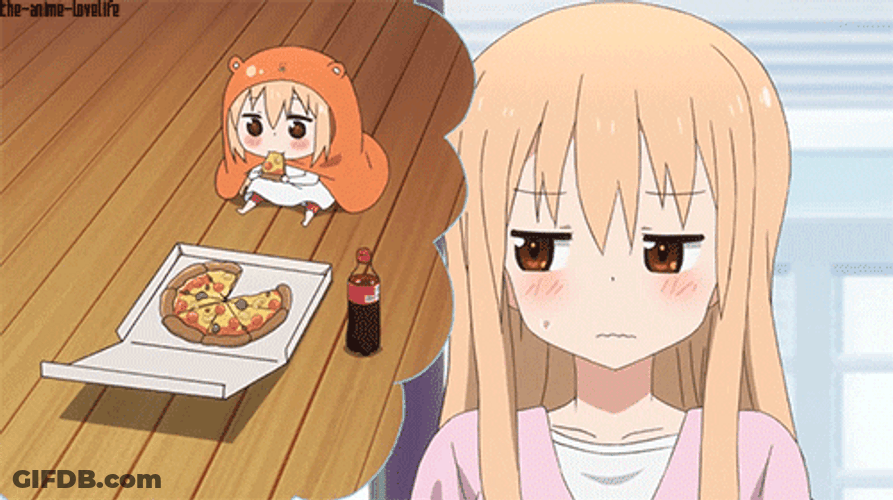 Umaru Thinking About Eating Pizza GIF