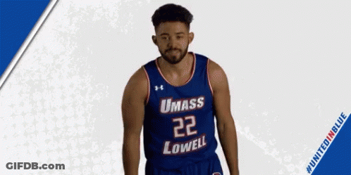 UMass Lowell Basketball Player In Blue Uniform GIF