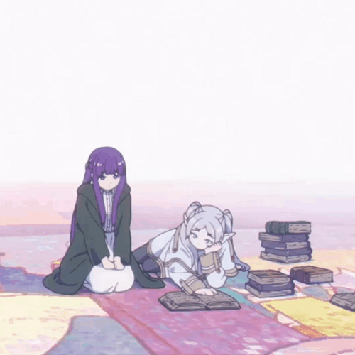 Unbothered Frieren Reading Fern GIF