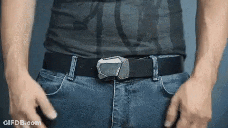 Unbuckling Black Leather Belt Tutorial GIF