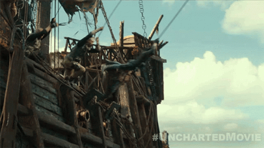 Uncharted Movie Action Adventure Jump GIF