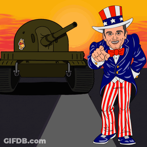 Uncle Sam Pointing At Tank With Winnie The Pooh Sticker GIF