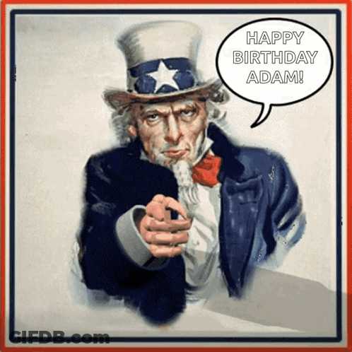 Uncle Sam Pointing Happy Birthday Adam GIF