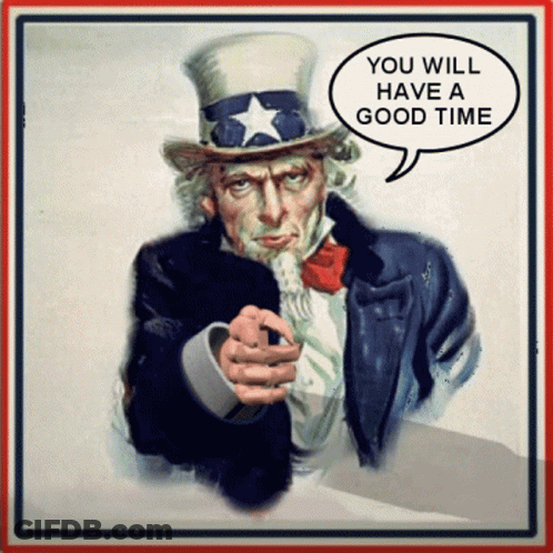 Uncle Sam Pointing With Good Time Speech GIF