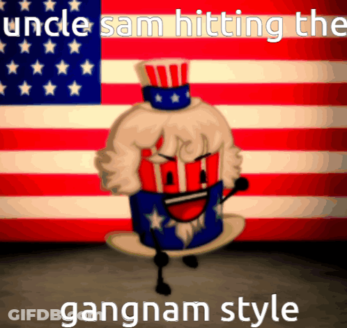 Uncle Sam Standing In Front Of American Flag GIF