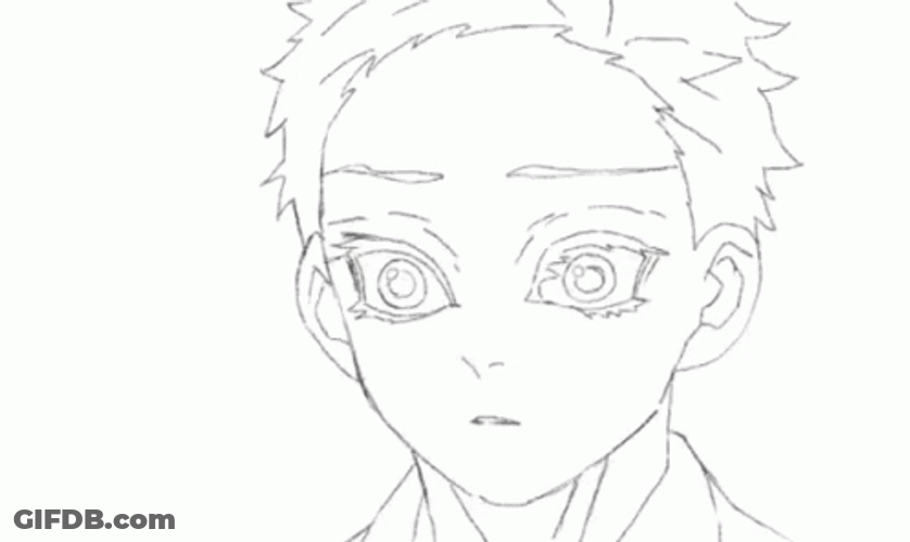 Uncolored Smiling Akaza GIF