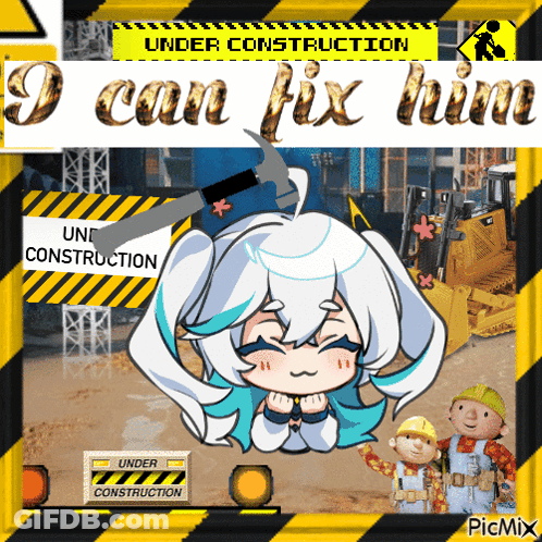 Under Construction Bob The Builder Girl Hammer On Head GIF