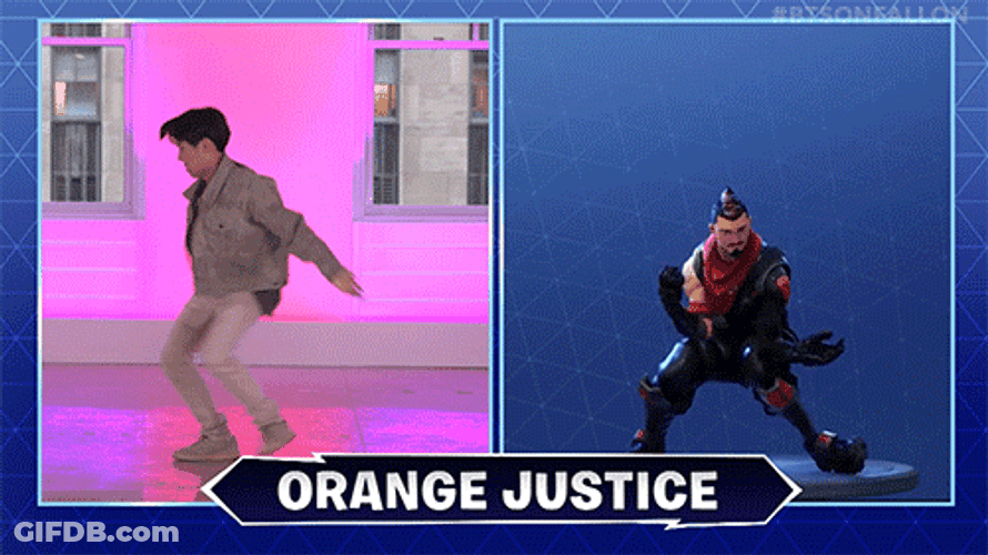 Undercover Vaughn Orange Justice BTS Fortnite Dance GIF