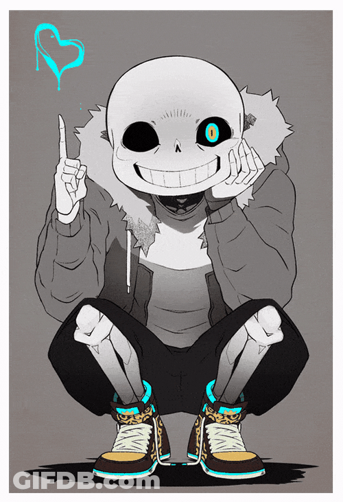 Undertale Character Sans With Blue Heart GIF