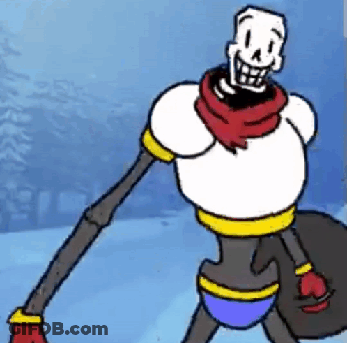 Undertale Papyrus Walking In Snow Holding Snowball GIF