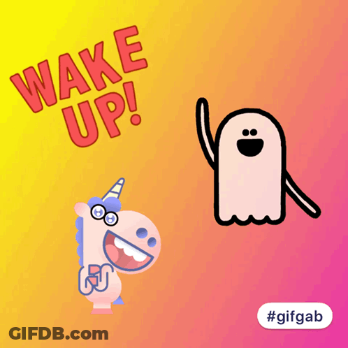 Unicorn And Ghost Wake Up GIF