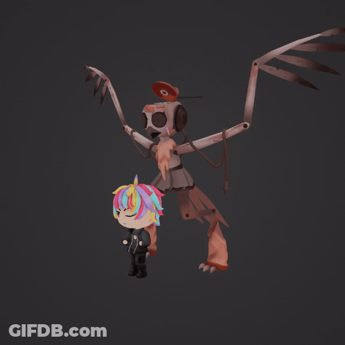 Unicorn And Robot With Clock On Head GIF