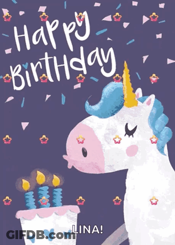 Unicorn Blowing Out Birthday Cake Candles GIF