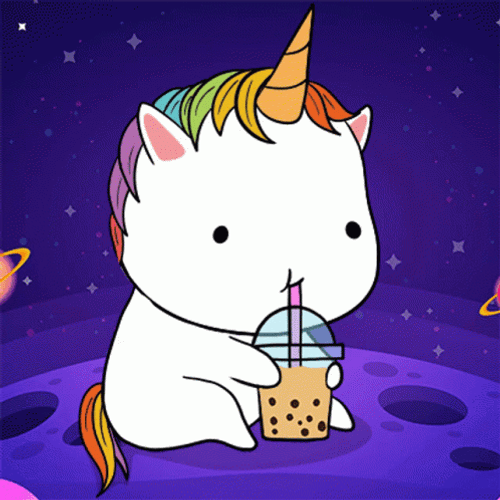 Unicorn Drinking Boba GIF