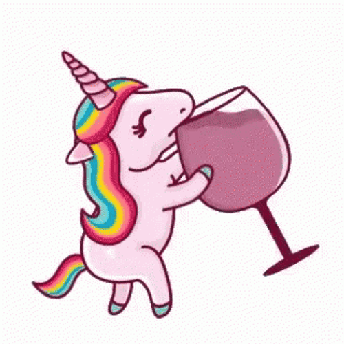 Unicorn Drinking Wine GIF