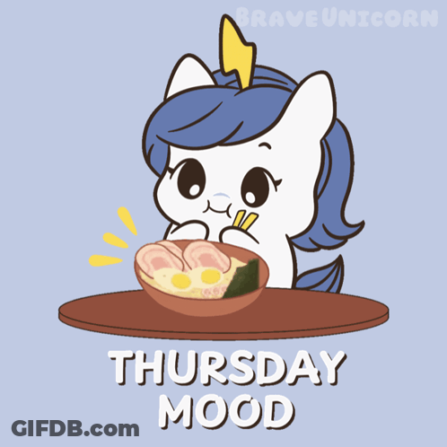 Unicorn Eating Ramen Thursday Mood GIF