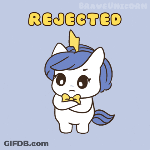 Unicorn Giving Thumbs Down Saying Rejected GIF