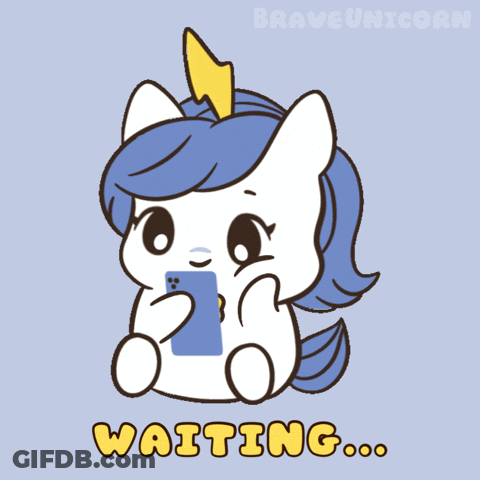 Unicorn Holding Cell Phone Waiting GIF