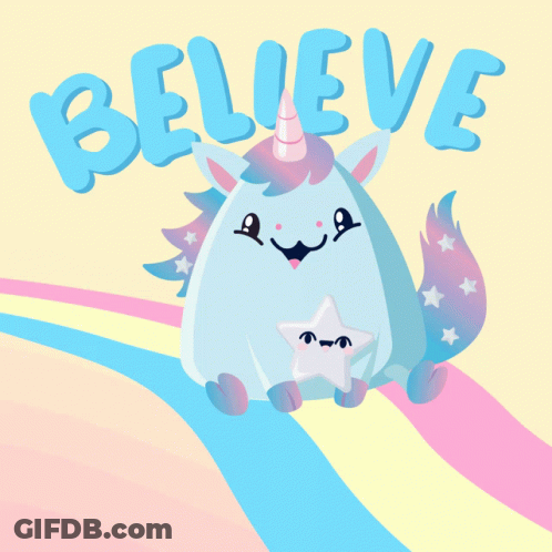 Unicorn Holding Star Believe GIF