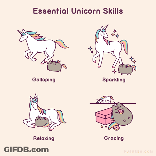 Unicorn Saying Essential Unicorn Skills GIF