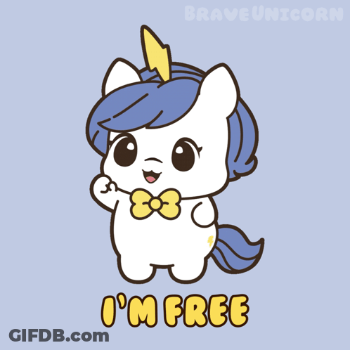 Unicorn Saying I'm Free GIF