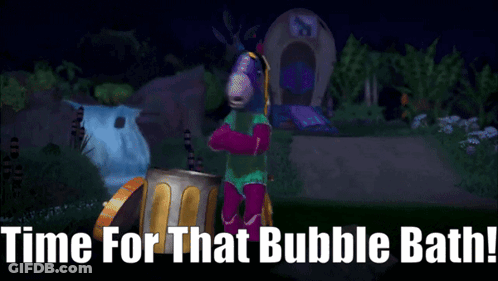 Unicorn Saying Time For Bubble Bath GIF
