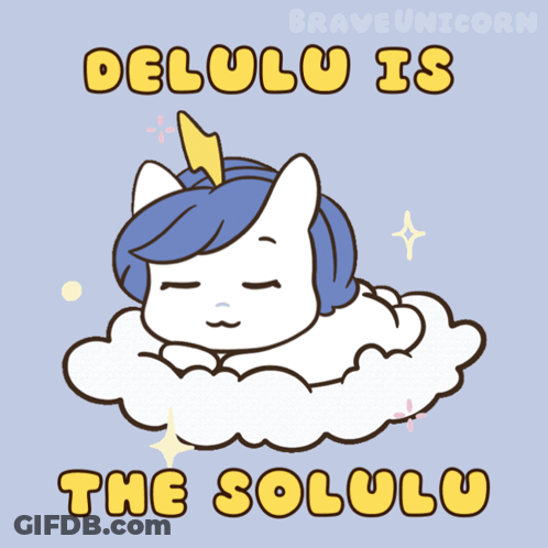 Unicorn Sleeping On Cloud Delulu Is The Solulu GIF