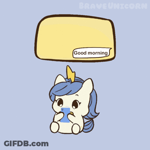 Unicorn Speech Bubble Saying Good Morning GIF