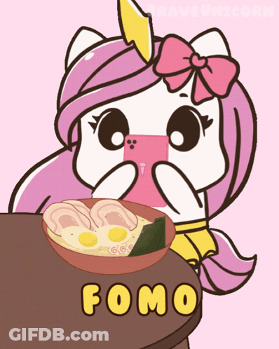 Unicorn Taking Photo Of FOMO Bowl GIF