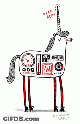 Unicorn With Beep Beep On Horn GIF