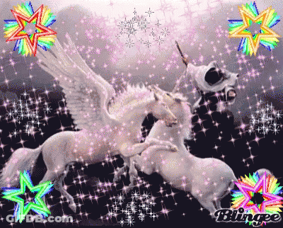 Unicorn With Blingee Text GIF