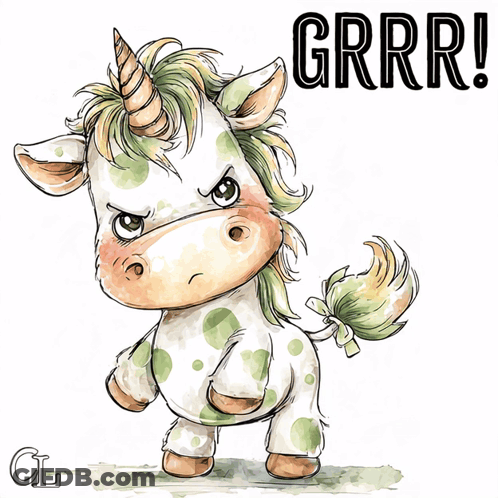 Unicorn With Grrr Above It GIF