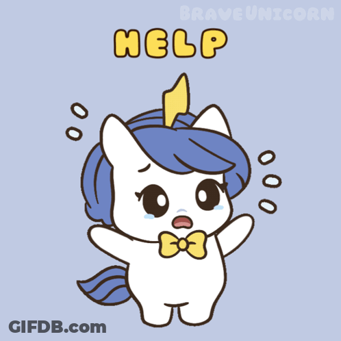 Unicorn With Help Text GIF