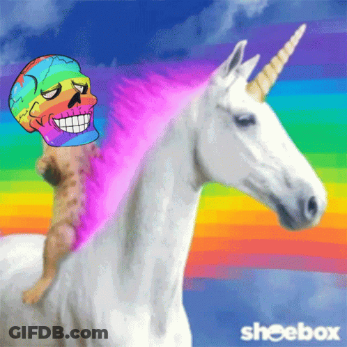 Unicorn With Rainbow Skull GIF